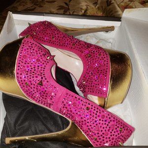 Hot Pink Embellished High Heels